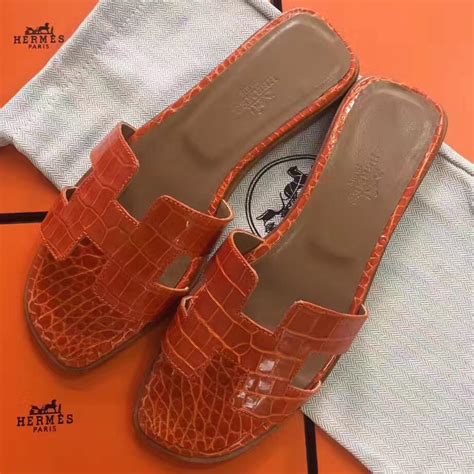 hermes oran sandals pre owned|Hermes oran crocodile sandals.